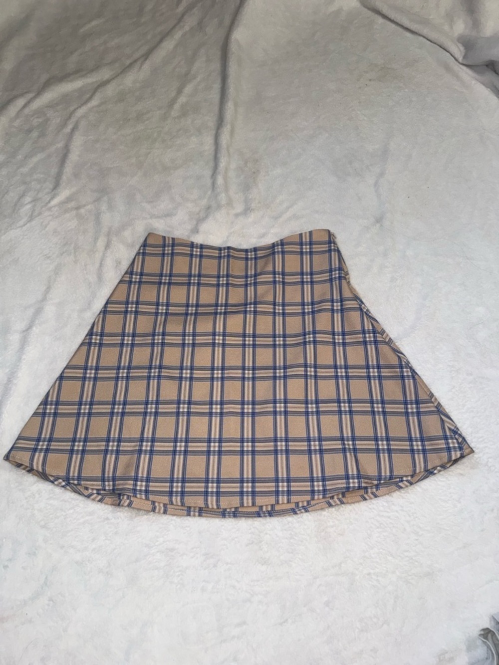 Princess Polly Lona Mini Skirt in a dreamy tan + blue combo